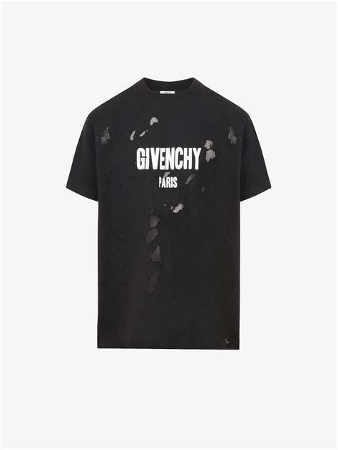 givenchy destroyed logo tshirt|GIVENCHY PARIS destroyed oversized t.